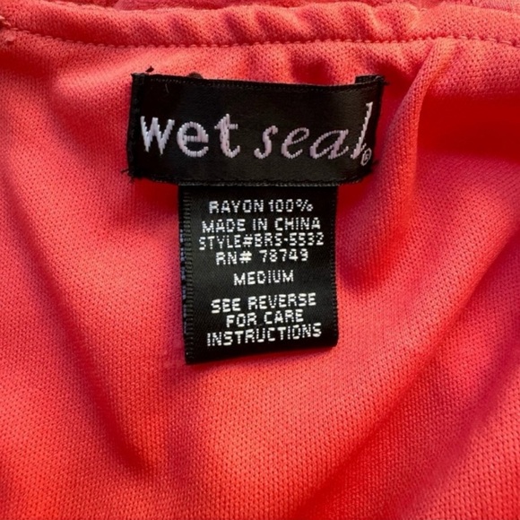 WET SEAL Mini Coral Pink Fit & Flare Dress, Eyelet Style Fabric - Medium - Picture 11 of 14